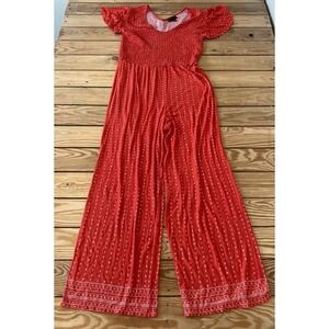 Bobeau Flutter Sleeve Jumpsuit Size Medium Women’s Red